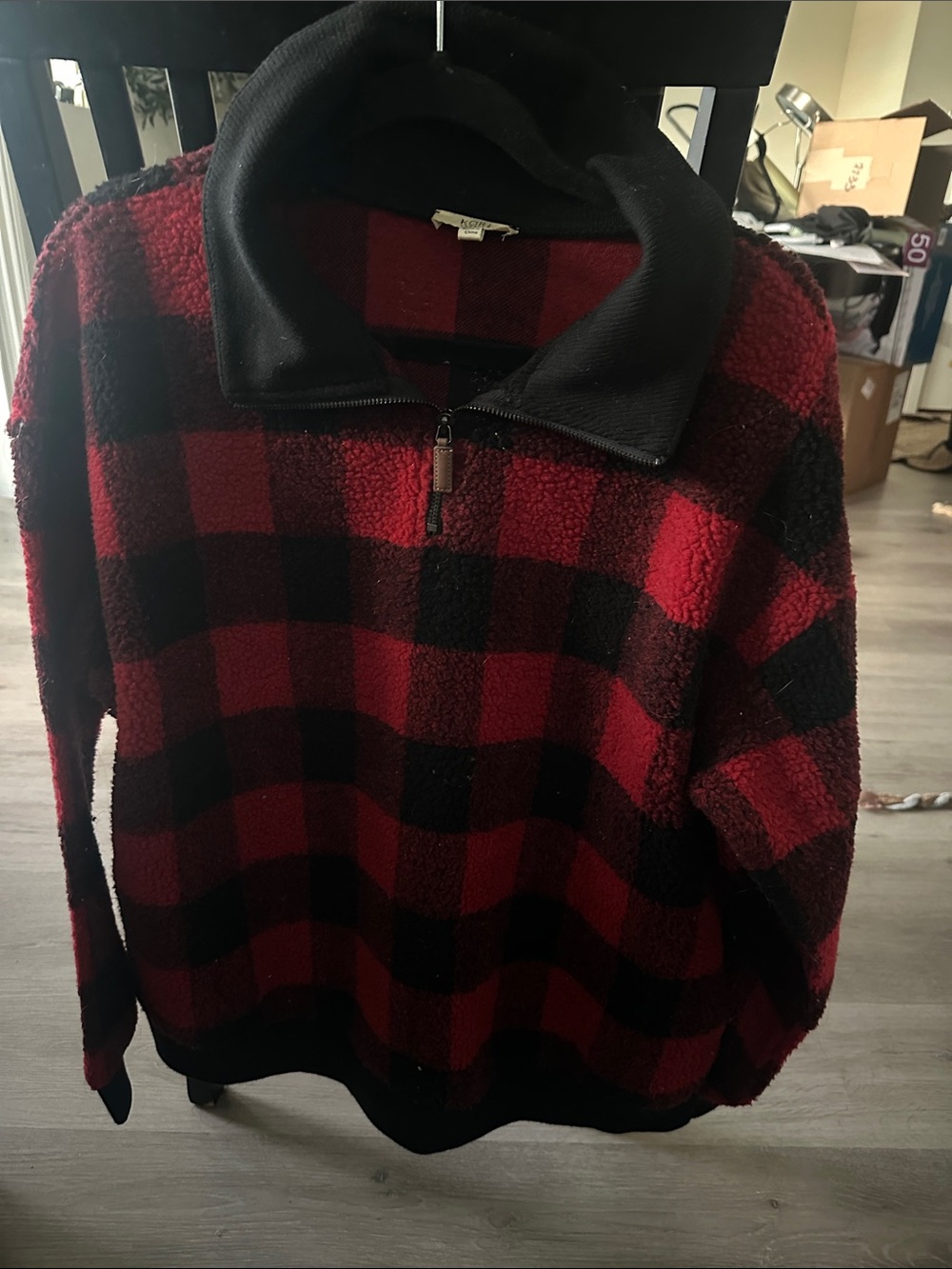 Kori Red and Black Buffalo Plaid Teddy Jacket